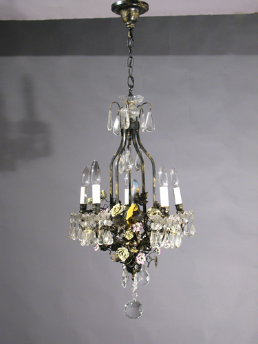 5-Light Bird in Flowers Candle Chandelier